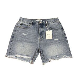 KanCan Women's Distressed High-Waisted Denim Shorts Size 10